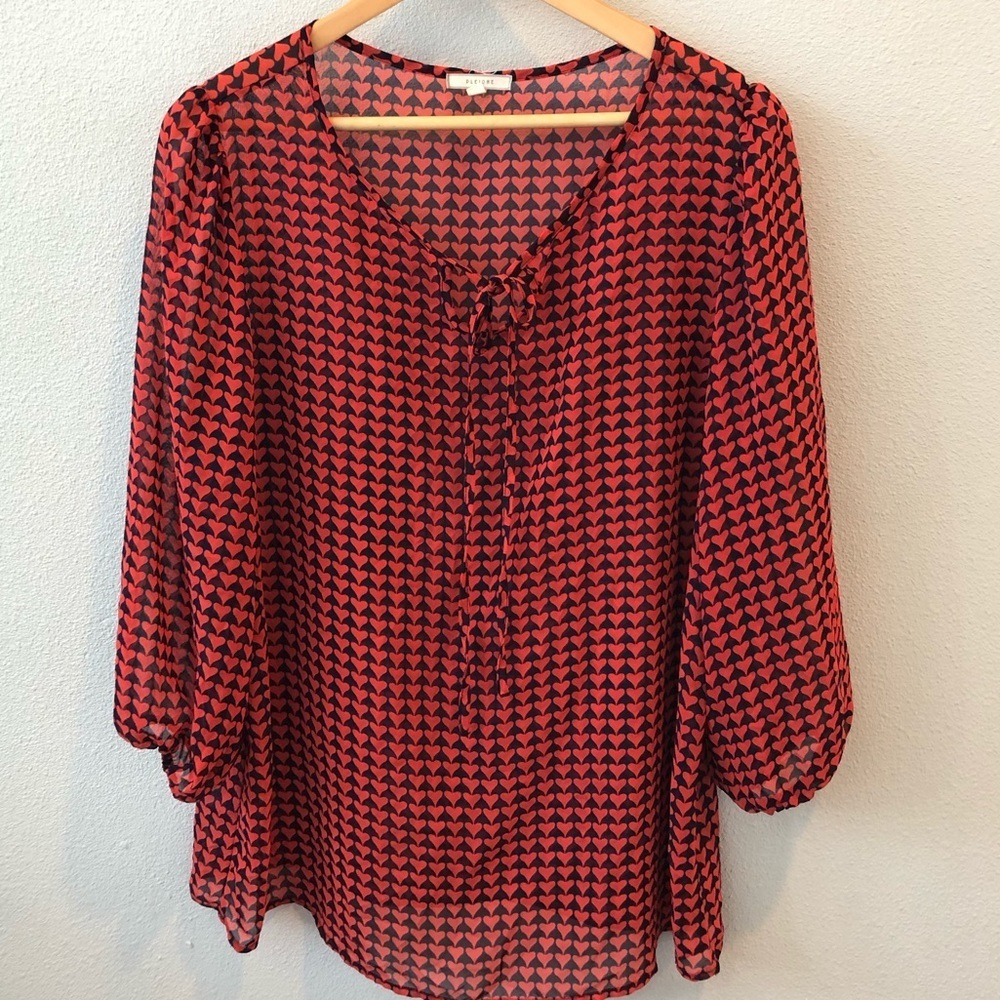 Sheer tie front blouse